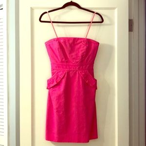 J.Crew Hot Pink Strapless Dress w/ Pockets Size 0